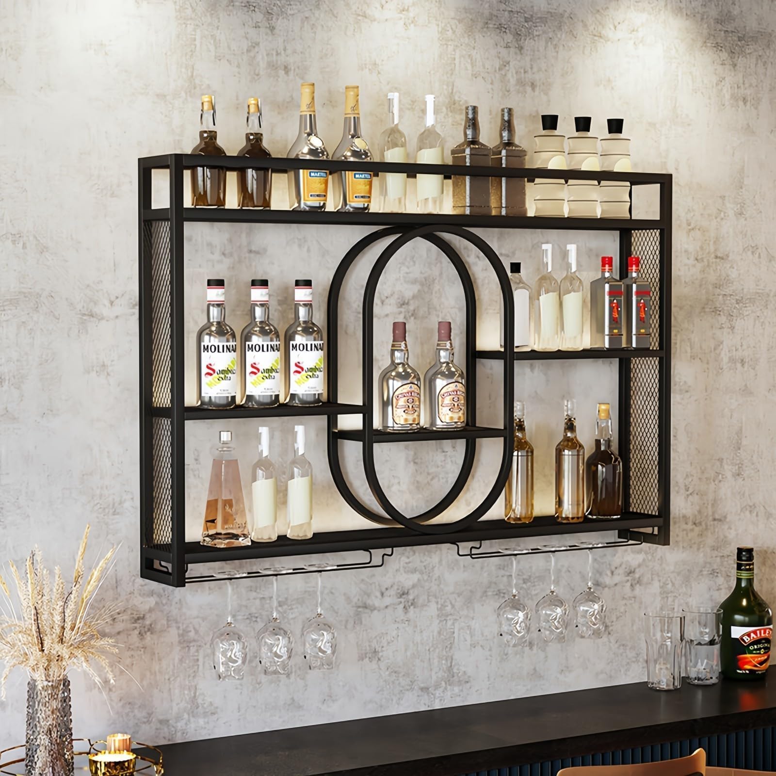 Home Bar Shelves - Настенная металлическая винная полка 39 дюймов,