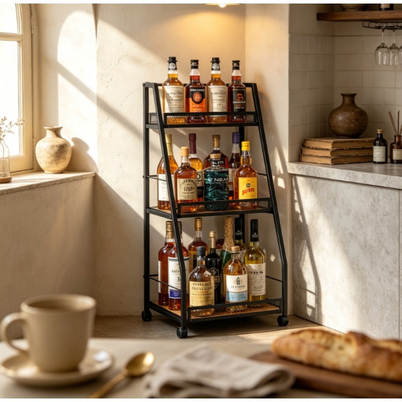 Home Bar Shelves - Трехуровневая напольная подставка-лестница для вина для