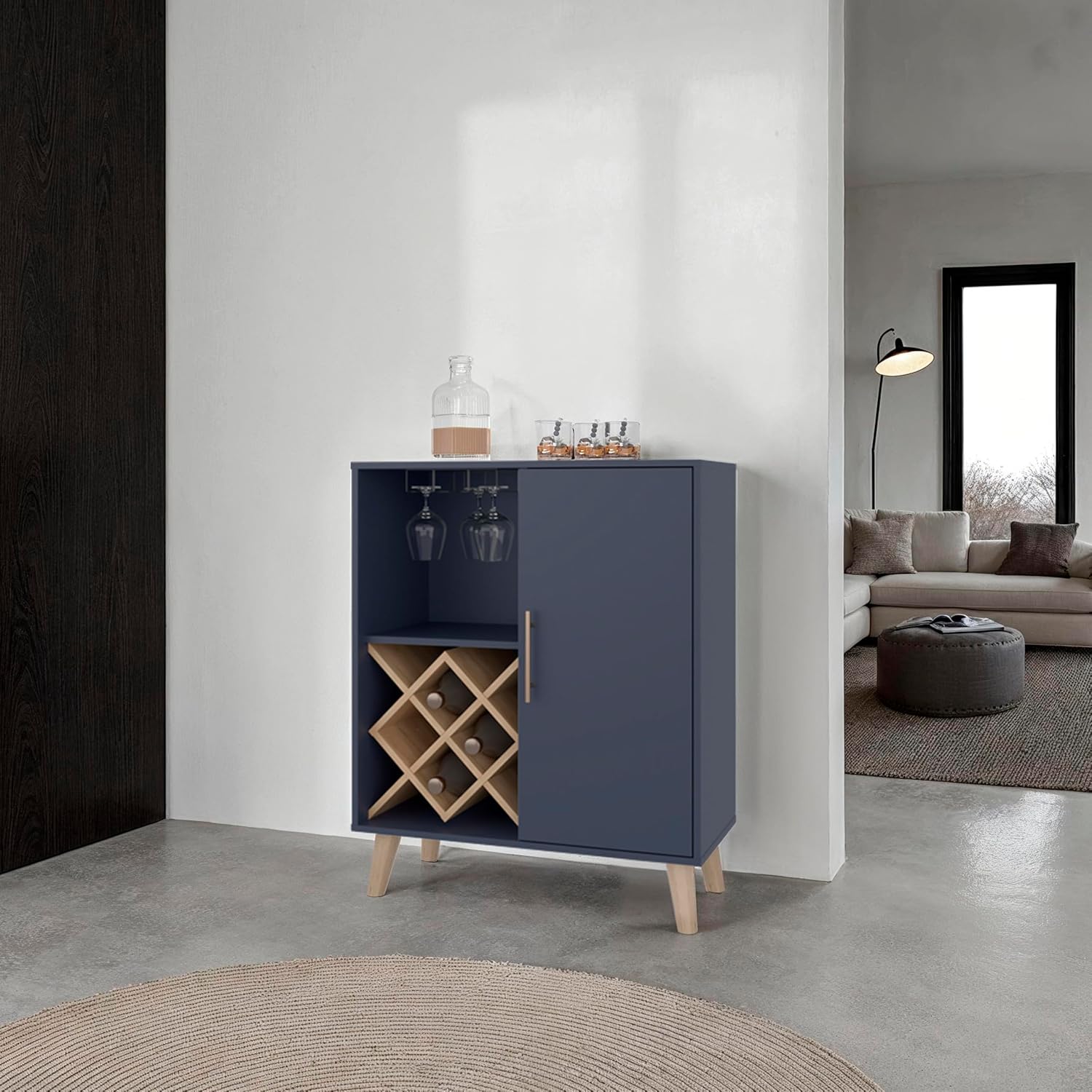 Дубовый синий барный шкаф с 4  – обзор и цена Home Bar Shelves