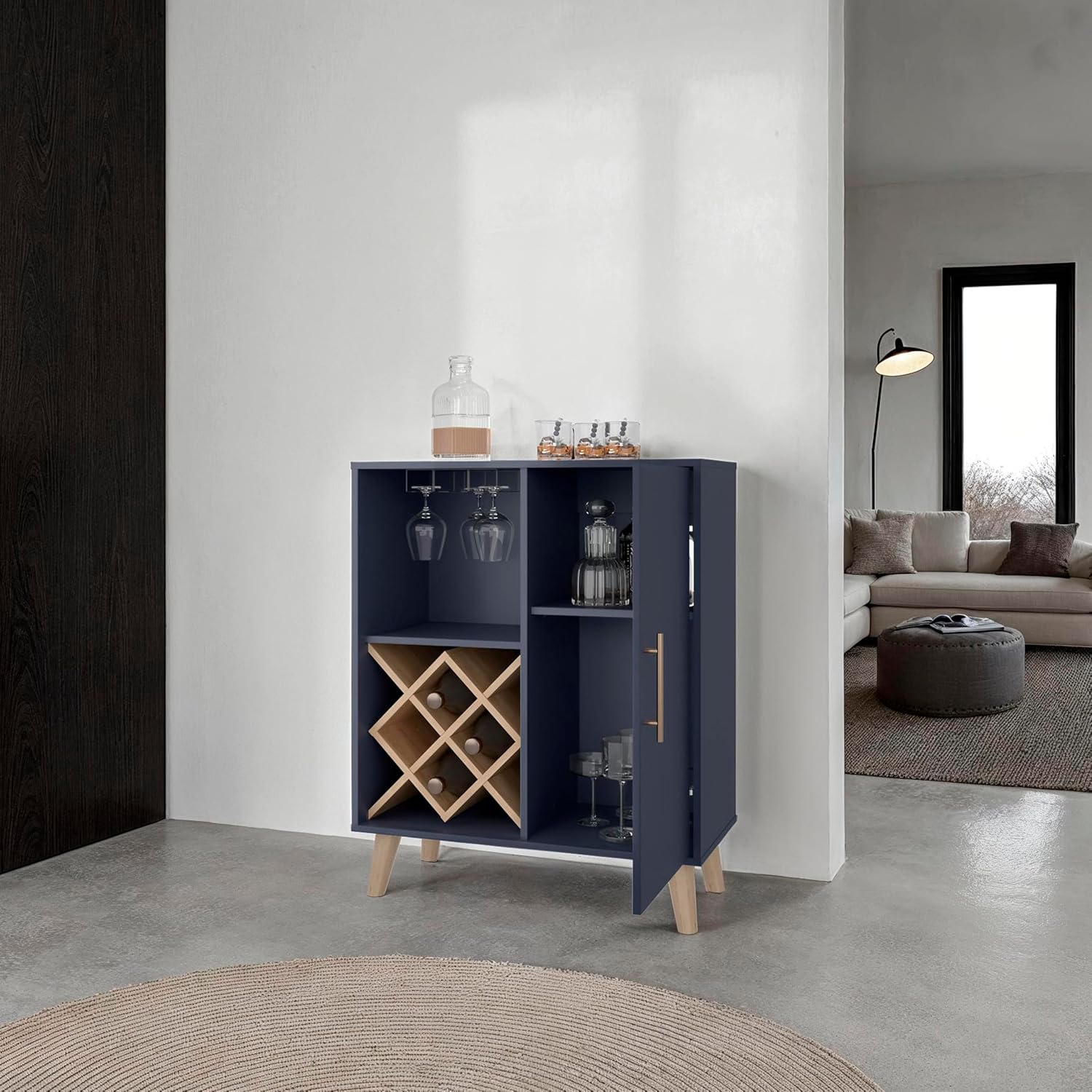Дубовый синий барный шкаф с 4  – обзор и цена Home Bar Shelves